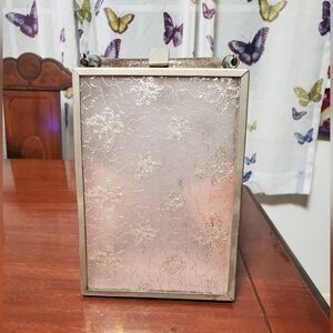 Silver 1950's Purse- unique triangle shape